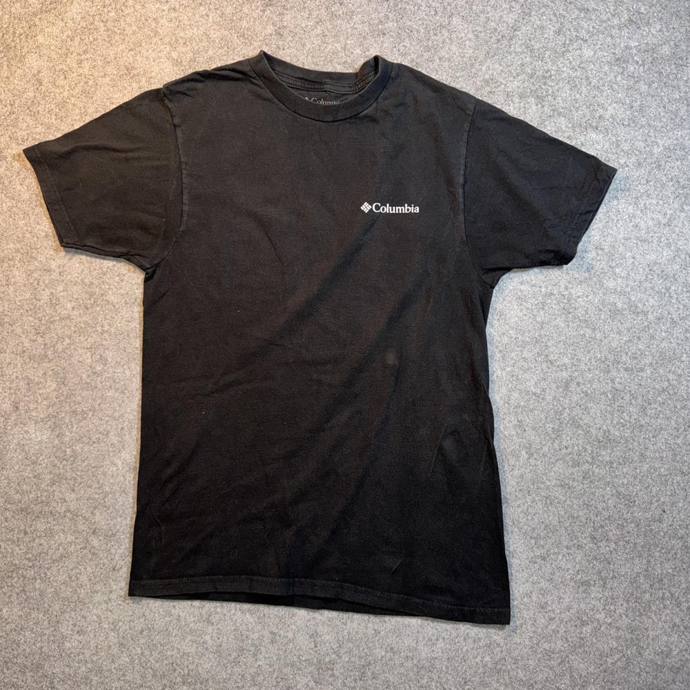 Columbia Graphic Logo T-Shirt Small Black Cotton Short Sleeve PNW Design